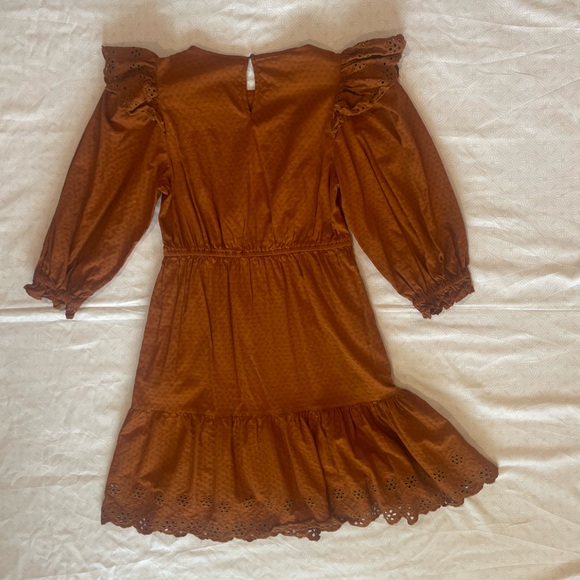 Universal Thread Ruffle Eyelet Long Sleeve Dress VGUC Size M - Picture 8 of 8